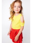 Girls\' blouse with falling sleeves, yellow NDZ8486 - Online store - Boutique